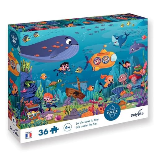 Calypto 3907606 Unterwasserwelt, 36 Puzzle mit Soft-Touch, Kinderpuzzle mit großen Teilen und samtiger Oberfläche inkl. Puzzleposter, für Kinder ab 4 Jahren, Nachauflage von Sentosphere
