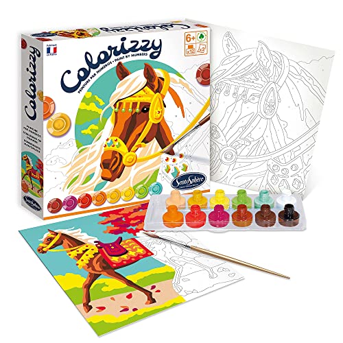 Sentosphère 3904506 Colorizzy, Malen nach Zahlen, Malset für Kinder, Pferde, Bastelset, Kreativ-Set, DIY, Multi Sentosphère 3904506 Colorizzy, Malen nach Zahlen, Malset für Kinder, Pferde, Bastelset, Kreativ-Set, DIY, Multi von Sentosphere