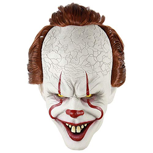 Pennywise Scary Clown Latexmaske Joker Scary Creepy Halloween Kostüm Requisiten Gesichtsmaske für Erwachsene von Senua