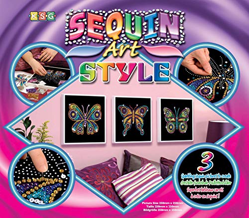 MAMMUT 8081324 - Sequin Art Style 3 Paillettenbilder Schmetterlinge, Bastelset mit 3 Styropor-Rahmen, 3 samtige Bildvorlagen, Pailletten, Steckstiften, Anleitung, ab 8 Jahre MAMMUT 8081324 - Sequin Art Style 3 Paillettenbilder Schmetterlinge, Bastelset mit 3 Styropor-Rahmen, 3 samtige Bildvorlagen, Pailletten, Steckstiften, Anleitung, ab 8 Jahre von Sequin Art