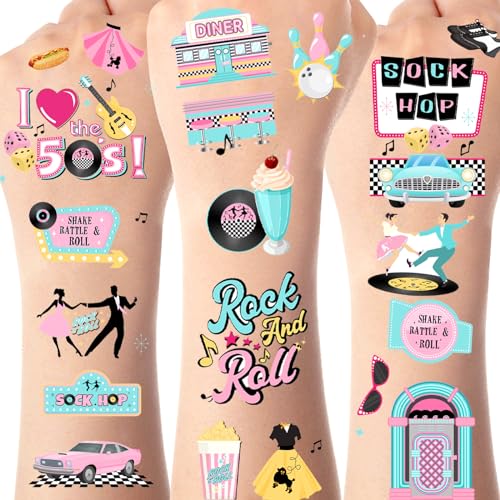 Serencatcher 144pcs 50's Theme Party Dekorationen Sock Hop Tattoos, 1950s Shake Rattle Rock and Roll Temporäre Tattoos Aufkleber für Retro Requisiten 50s Sock Hop Serencatcher 144pcs 50's Theme Party Dekorationen Sock Hop Tattoos, 1950s Shake Rattle Rock and Roll Temporäre Tattoos Aufkleber für Retro Requisiten 50s Sock Hop von Serencatcher