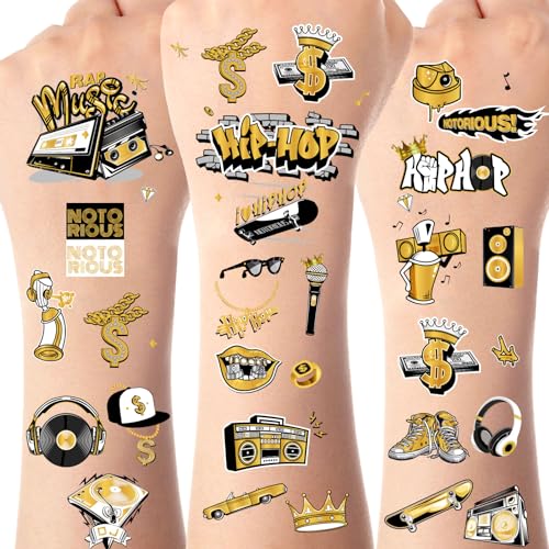 Serencatcher 144pcs Hip Hop Temporäre Tattoos, 90s Hip Hop Party Favors mit Notorious Tattoos Aufkleber für 80s 90s Themed Notorious Big One Geburtstag Party Serencatcher 144pcs Hip Hop Temporäre Tattoos, 90s Hip Hop Party Favors mit Notorious Tattoos Aufkleber für 80s 90s Themed Notorious Big One Geburtstag Party von Serencatcher