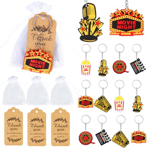 Serencatcher Movie Night Party Favors, 12 Pack Movie Night Keychains, Thank You Tags mit String White Organza Bags Movie Theme Birthday Party Dekorationen Crazy Birthday Party Favors Serencatcher Movie Night Party Favors, 12 Pack Movie Night Keychains, Thank You Tags mit String White Organza Bags Movie Theme Birthday Party Dekorationen Crazy Birthday Party Favors von Serencatcher