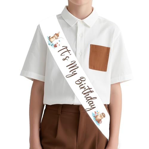 Serencatcher Otter Geburtstagsparty-Dekorationen für Jungen und Mädchen, Meeresotter-Thema, "It's My Birthday", Satin-Schärpe mit braunen Druckbuchstaben für Kinder, Meer, Ozean, Tier, Partyzubehör Serencatcher Otter Geburtstagsparty-Dekorationen für Jungen und Mädchen, Meeresotter-Thema, "It's My Birthday", Satin-Schärpe mit braunen Druckbuchstaben für Kinder, Meer, Ozean, Tier, Partyzubehör von Serencatcher