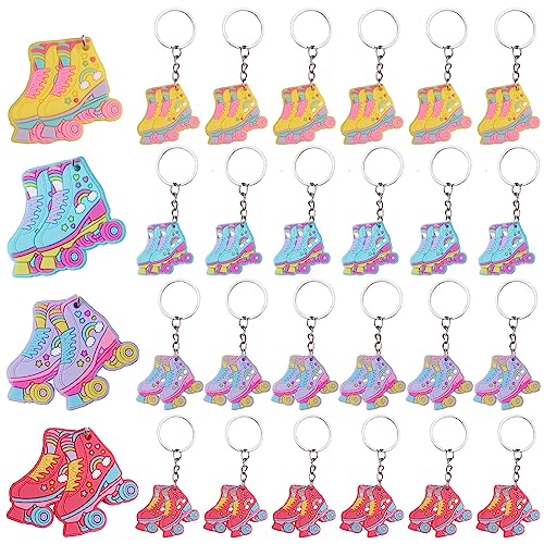 Serencatcher Rollschuh-Schlüsselanhänger, 24 Stück für 80er Jahre Thema Rollschuhlaufen Geburtstag Party Supplies, 90s Throwback Hip Hop Dekoration von Serencatcher