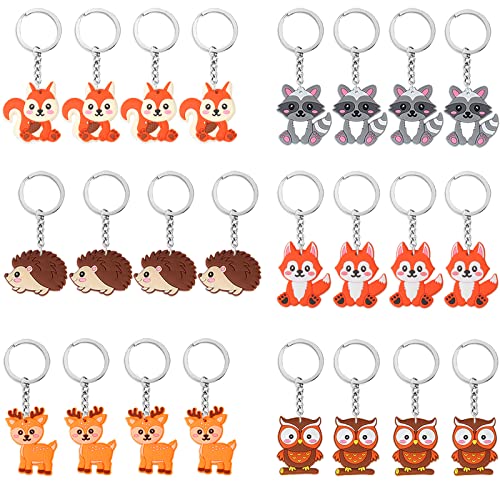 Serencatcher Woodland Animal Party Favors, 24pcs Cute Animal Keychains für Kinder Erwachsene Schlüsselanhänger für Taschen Cute Keychain Set für Woodland Animal Birthday Party Favors von Serencatcher