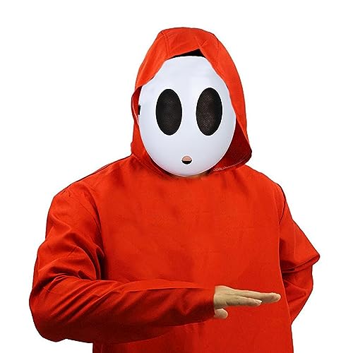 SereneSage White Shy Mask Halloween Maske Kostüm mit Gürtel für Cosplay Outfits Kostüm Prop Zubehör für Fans (White-Boy) von SereneSage