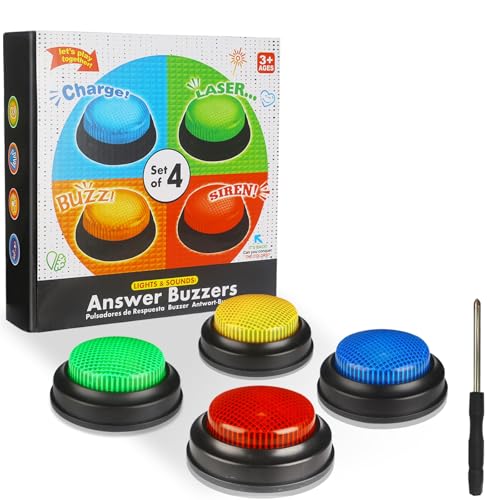Seruno X Set von 4-Buzzern für Trivia-Spiele, mit lustigen Soundeffekten, Antwort-Buzzer für Klassenzimmer, Lernspielzeug ab 3 Jahren für Familie & Klassenzimme Seruno X Set von 4-Buzzern für Trivia-Spiele, mit lustigen Soundeffekten, Antwort-Buzzer für Klassenzimmer, Lernspielzeug ab 3 Jahren für Familie & Klassenzimme von Seruno X