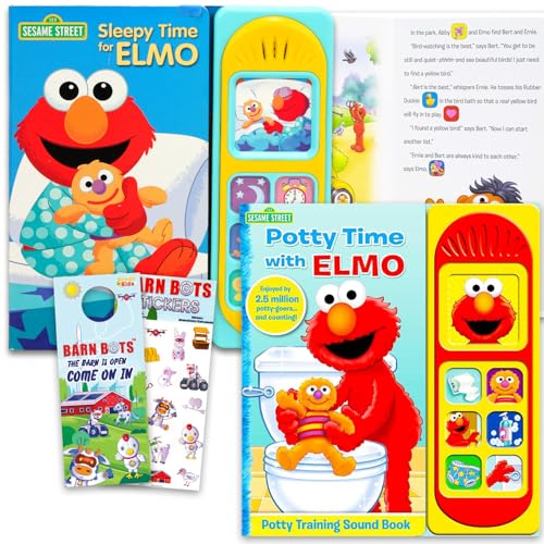 Sesame Street Soundbücher für Kinder – Bündel mit 2 interaktiven Elmo-Büchern plus Aufklebern, mehr | Töpfchenzeit mit Elmo, Bedtime Sesame Street Stories von Sesame Street