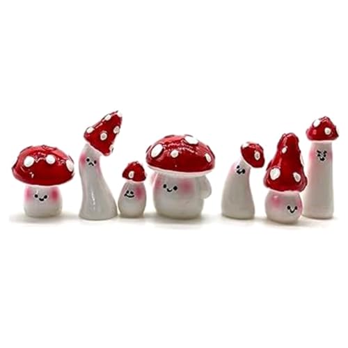 Sessleger 7 Mini-Pilze für das , kleine Pilze für Feengarten, Miniatur--Statuen, Set von Sessleger