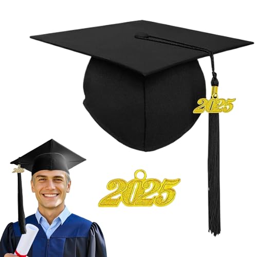 Setauoo Grad Caps, Adult Graduation Cap | Bequeme verstellbare Junggesellenhelme mit Jahrplatte | Kleideraccessoire -Foto -Requisiten, Abitur -Souvenirs für Schulversammlungen, Cosplay von Setauoo