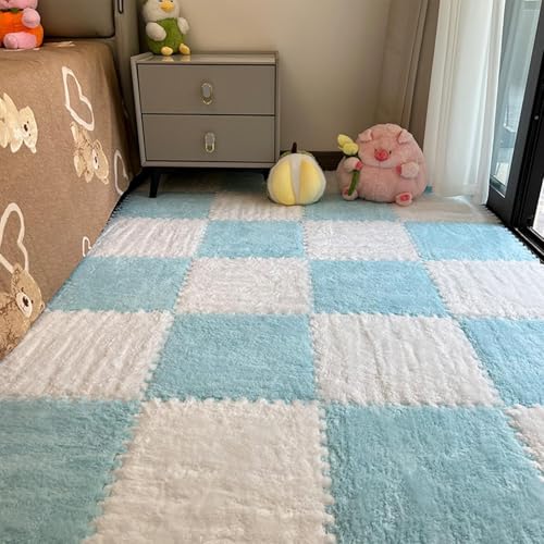 Setauoo Ineinandergreifende Plüschschaum-Teppichfliesen, quadratische, ineinandergreifende Teppichfliesen, Mehrzweck-Puzzle-Teppich für Spielzimmer, Kinderzimmer, Schlafzimmer, Kinderzimmer Setauoo Ineinandergreifende Plüschschaum-Teppichfliesen, quadratische, ineinandergreifende Teppichfliesen, Mehrzweck-Puzzle-Teppich für Spielzimmer, Kinderzimmer, Schlafzimmer, Kinderzimmer von Setauoo