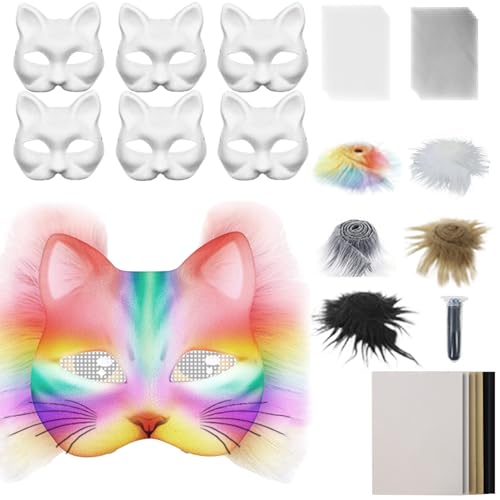Setauoo Leere Katzenmaske | Set Mit Leerem Katzengesicht,Bastelset Mit Netzstoff Und Samtstoff-Zubehör Für Karneval Cosplay Party Maskerade Setauoo Leere Katzenmaske | Set Mit Leerem Katzengesicht,Bastelset Mit Netzstoff Und Samtstoff-Zubehör Für Karneval Cosplay Party Maskerade von Setauoo
