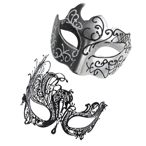 Setauoo Maskerade Masque Couples Set - Retro Lace Blindfold | Glittering Costume Maskes Set, Holiday Accessories for Stage Performance Setauoo Maskerade Masque Couples Set - Retro Lace Blindfold | Glittering Costume Maskes Set, Holiday Accessories for Stage Performance von Setauoo
