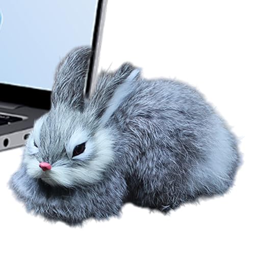 Setauoo Plüschtier Hase - Realistischer Tisch Hase Plüschtier,Kuschelhasen Modell Sammelfigur Deko Für Couch Bett Wohnzimmer Schlafzimmer von Setauoo