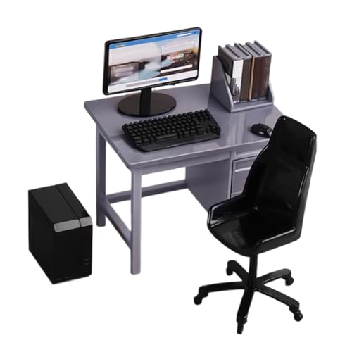 Setauoo Puppenhaus Möbel - Computerschreibtisch und Stuhl Modell Dekoration | Funktionszubehör Als Fotoaccessoires Für Kinder - Spielideen Bei Regenwetter, Für Klassenzimmer, Feste & Zuhause von Setauoo
