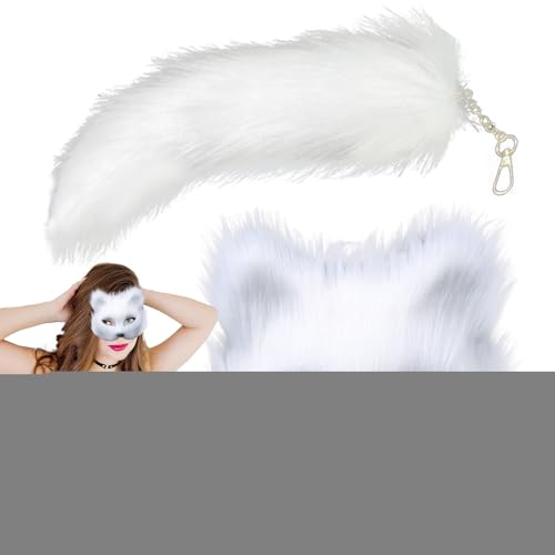 Setauoo Tier-Cosplay-Kostüm-Set, Tierschwanz-Cosplay-Maskerade - Tierschwanz-Set - Tierschwanz- und Maskerade-Cosplay, pelziges Tier-Cosplay-Outfit für Frauen Setauoo Tier-Cosplay-Kostüm-Set, Tierschwanz-Cosplay-Maskerade - Tierschwanz-Set - Tierschwanz- und Maskerade-Cosplay, pelziges Tier-Cosplay-Outfit für Frauen von Setauoo