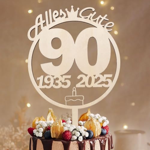 90. Geburtstag Cake Topper, Seutgjie Tortendeko 90 Geburtstag Frau Mann Holz mit LED Lichterkette 1935 bis 2025 Kuchen Deko 90. Geburtstag Cake Topper, Seutgjie Tortendeko 90 Geburtstag Frau Mann Holz mit LED Lichterkette 1935 bis 2025 Kuchen Deko von Seutgjie