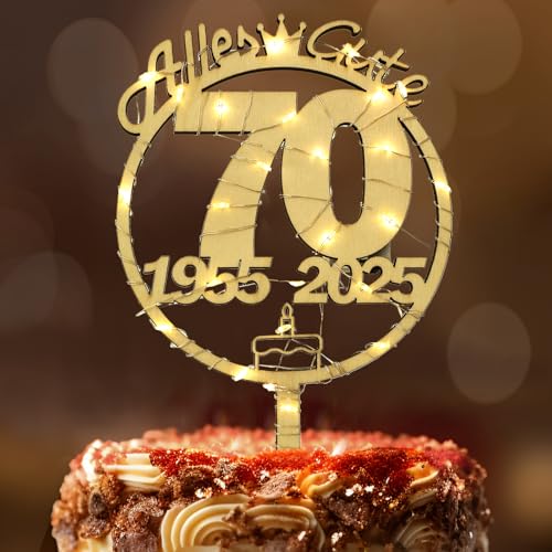 Tortendeko 70 Geburtstag Frau Mann, Seutgjie 70. Geburtstag Cake Topper Holz mit LED Lichterkette 1955 bis 2025 Kuchen Deko Tortendeko 70 Geburtstag Frau Mann, Seutgjie 70. Geburtstag Cake Topper Holz mit LED Lichterkette 1955 bis 2025 Kuchen Deko von Seutgjie