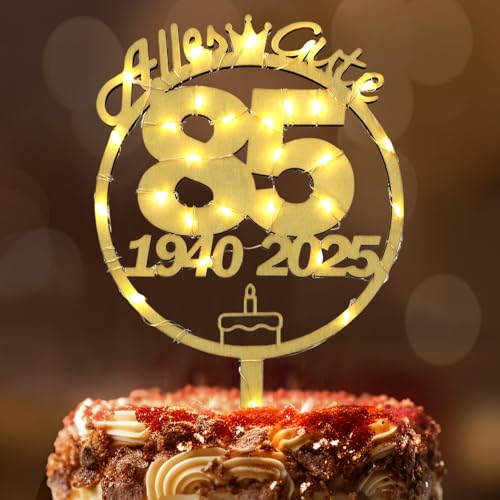 Tortendeko 85 Geburtstag Frau Mann, Seutgjie 85. Geburtstag Cake Topper Holz mit LED Lichterkette 1940 bis 2025 Kuchen Deko Tortendeko 85 Geburtstag Frau Mann, Seutgjie 85. Geburtstag Cake Topper Holz mit LED Lichterkette 1940 bis 2025 Kuchen Deko von Seutgjie