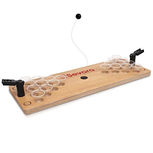 Sevara Mini Beer Pong Tisch mit 100 Becher und Ersatzteile zum Vatertag| Ideal als Spiel für Feste, Partyspiel, Geschenkidee zum Geburtstag von Sevara