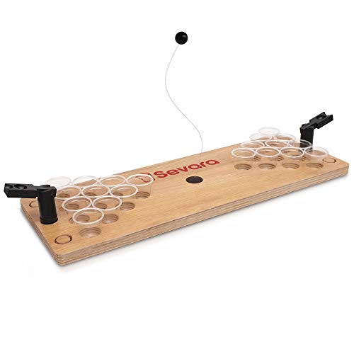 Sevara Mini Beer Pong Tisch mit 100 Becher und Ersatzteile als Geschenkidee zum Vatertag | Ideal für Feste, Partyspiel, Geschenk für Männer von Sevara