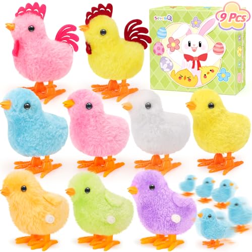 SevenQ Aufziehspielzeug für Kinder, Osterkorbfüller, 9 Stück springende Plüschküken, kleines Fidget-Spielzeug für Ostereiersuche, Schatzkiste, Klassenzimmer, Preise, Partygeschenke, Geschenktüten SevenQ Aufziehspielzeug für Kinder, Osterkorbfüller, 9 Stück springende Plüschküken, kleines Fidget-Spielzeug für Ostereiersuche, Schatzkiste, Klassenzimmer, Preise, Partygeschenke, Geschenktüten von SevenQ