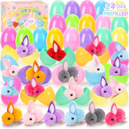 SevenQ Ostereierfüller mit Hasen-Haarspangen, bunt, 24 Stück, Osterkorbfüller, Partygeschenke, Geschenktüten für Kinder, niedliches Plüsch-Fidget-Spielzeug, Klassenzimmer, Schatzbox, Eiersuche SevenQ Ostereierfüller mit Hasen-Haarspangen, bunt, 24 Stück, Osterkorbfüller, Partygeschenke, Geschenktüten für Kinder, niedliches Plüsch-Fidget-Spielzeug, Klassenzimmer, Schatzbox, Eiersuche von SevenQ