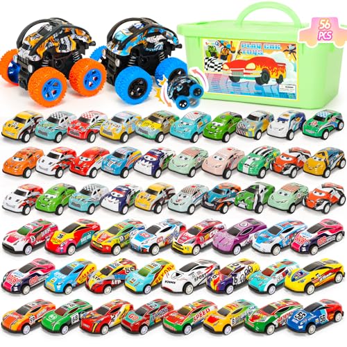 SevenQ Spielzeugautos für Kinder im Alter von 4–8 Jahren, 56 Stück, Monster-Truck-Spielzeug, zurückziehbare Autos mit Aufbewahrungsbox, Rennautos, Partygeschenke für Kleinkinder, Spielzeug, Pinata SevenQ Spielzeugautos für Kinder im Alter von 4–8 Jahren, 56 Stück, Monster-Truck-Spielzeug, zurückziehbare Autos mit Aufbewahrungsbox, Rennautos, Partygeschenke für Kleinkinder, Spielzeug, Pinata von SevenQ