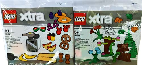 LEGO Xtra Essenszubehör Set 40465 (36 LEGO-Essensstücke) und LEGO Xtra Botanisches Zubehör Garten Spielset 40376 (32 LEGO Teile) 2 Pack Bundle von Several