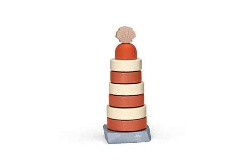 Sevi Stapelbarer Leuchtturm (15 Stück) Lernspielzeug aus Holz für Kinder ab 2 Jahren | 10,5x25,5x10cm Grosse Nature Sealove | Modell 83143 von Sevi