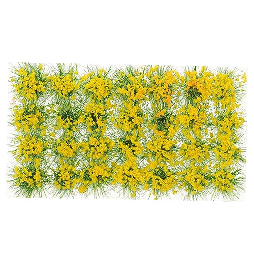 Sewroro 1 Schachtel Kunstrasen-Cluster Statische Grasbüschel Geländemodell Gras Miniatur Drinnen Kunstrasen Buschig Landschaft Blumen- Dekoration Laub Kunstpflanze Yellow Harz von Sewroro
