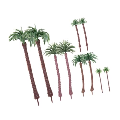 Sewroro 10 Stück Palmenmodell Künstliche Miniatur-Modellbaum gefälschte Palmen Mini-Palmendekor Modellpalmen Zubehör für Sandtischmodelle Miniaturpalme Landschaftsmodellbaum Green von Sewroro