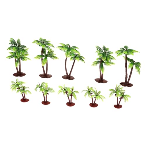 Sewroro 10 Stück Teiliges Miniatur Palmenbaum Modell Künstliche Landschaftsbäume für Sandtisch Leichtes Detailreiches Modellbau Zubehör für DIY Mikro Szenen und Architekturmodelle von Sewroro