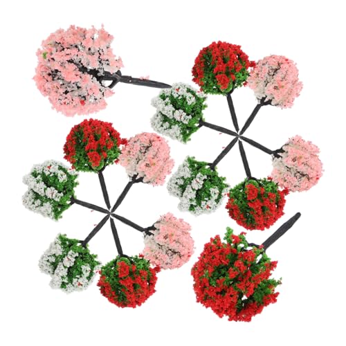 Sewroro 15 Stück Teiliges Miniatur Baum Modell Realistische Sandtisch Bäume mit Roter Weißer und Blütenmix Naturgetreue Mikro Landschaftsdeko für Modellbau Garten und DIY Dioramen von Sewroro