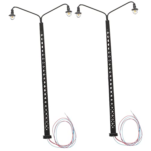 Sewroro 2 Stück Modell Gartenleuchte Stecker Modellbäume Modelleisenbahn-straßenlaternen Signal Doppelt Zugtisch O Zubehör Für Maßstabsgetreue Züge Edelstahl Plus Black von Sewroro
