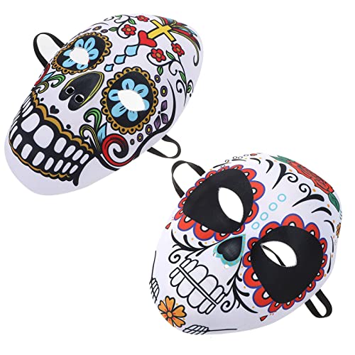 Sewroro 2 Stück Tag Der Toten Masken Halloween Vollgesichtsmaske Mexikanische Maskerade Party Kostüm Maske Festival Party Requisite von Sewroro