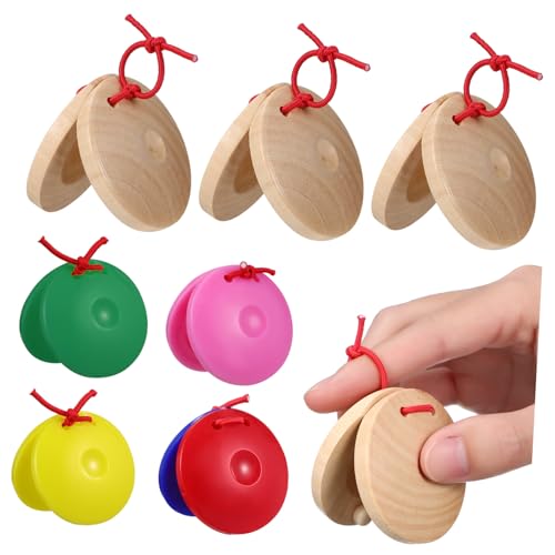 Sewroro 24 Stück Teiliges Holz und Kunststoff Kastagnetten Bunte Percussion musikinstrumente für Kleinkinder Fördert Musikalische Früherziehung Hand Auge koordination und Hörfähigkeit für von Sewroro