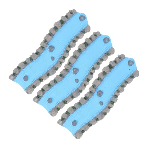 Sewroro 3 Stück Teiliges Miniatur Fluss Resin Gebogenes Landschaftsornament für Psychologische Beratung und Miniaturgärten Stabiles Deko-Element für Ruhige Atmosphäre und Entspannung von Sewroro