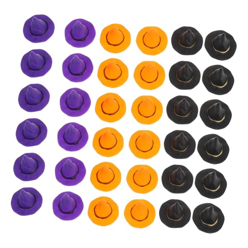 Sewroro 36 Stück Teiliges Hexenhut Leichte Kunststoff Halloween Dekoration Bunte DIY Hutkappen für Puppenhäuser Kreative Bastelzubehör Vielseitig für Party und Festdeko von Sewroro