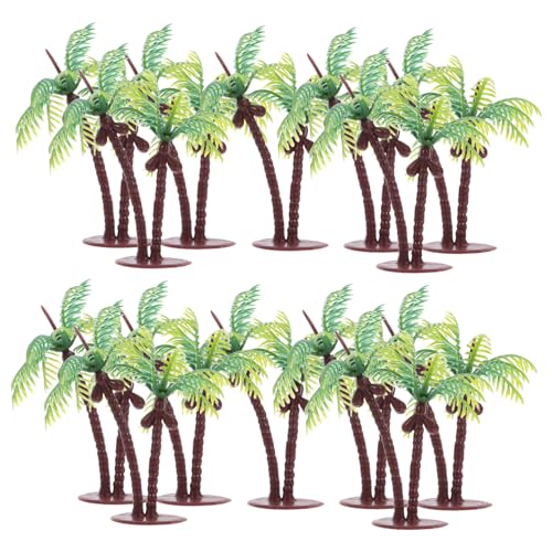 Sewroro 36 Stück Teiliges Miniatur Kokospalmen Hohe Künstliche Palmen mit Tiefgrünen Blättern und Dunkelbraunem Holzstiel Realistische Mini Bäume für Sandtisch Diorama Modellbau und von Sewroro