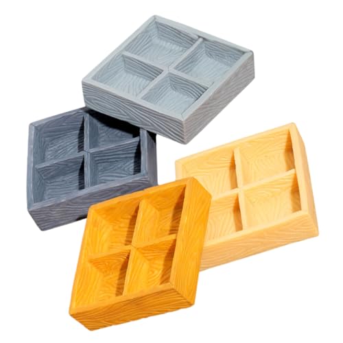 Sewroro 4 Stück Teiliges Miniatur Dollhouse Resin Aufbewahrungsbox Vierfach Fächer Miniatur Dekoration für Candy Nüsse Mikro Landschaft Ornament Puppenhaus Zubehör von Sewroro