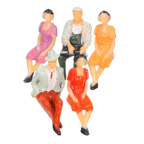 Sewroro 5 Stück Maßstab Bunte Sitzende Plastikfiguren für Sandtisch Modellbau Detailgetreue People für Dioramen Mikro-landschaften und Architekturmodelle von Sewroro