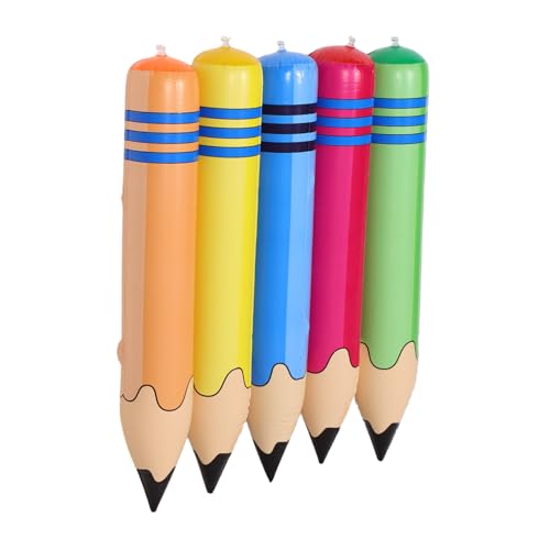 Sewroro 5 Stück Teiliges Aufblasbare Riesen Bleistifte PVC Multifunktional als Hammer und Hantel Kindergarten Lernhilfe Sport Event Dekoration von Sewroro
