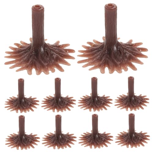 Sewroro 50 Stück Modellbaumfüße Modelleisenbahnbäume Kleiner Baumsockel Gefälschte Bäume für Models Bastelständer Baumbasishalter Modelllandschaft Bauen Modellbäume Stehen Plastik Brown von Sewroro