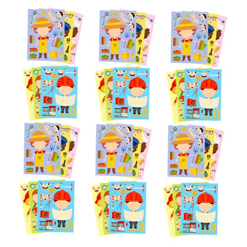 Sewroro 6 Sätze Berufs Puzzle Aufkleber DIY Berufskostüme Kreatives Lernspiel Feinmotorik Familienaktivitäten Interaktives Basteln und Rollenspiel von Sewroro