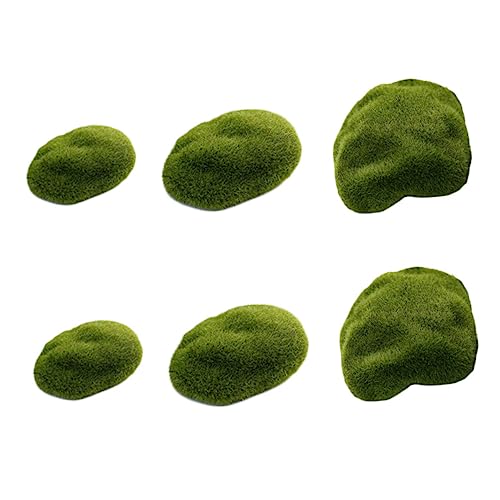 Sewroro 6 Stück Teiliges Moosstein Künstliche Flockige Deko Steine in Naturgetreue Mikro Landschafts Ornamente für Garten Terrasse Wohnzimmer Vielseitige Grün Dekoration von Sewroro