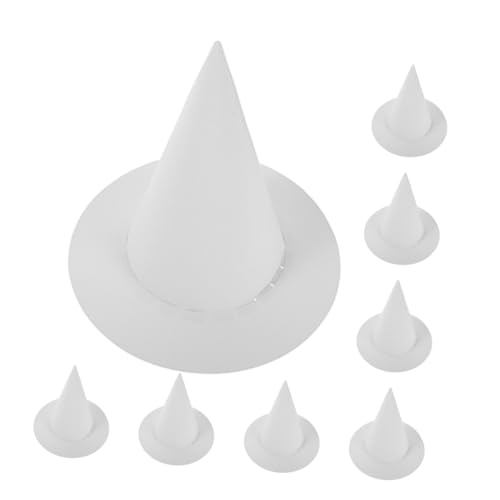 Sewroro 8 Stück Teiliges DIY Hexenhut aus Weißem Strapazierfähigem Papier zum Bemalen und Dekorieren für Halloween Party Accessoire und Lernspielzeug für Kunstunterricht und von Sewroro