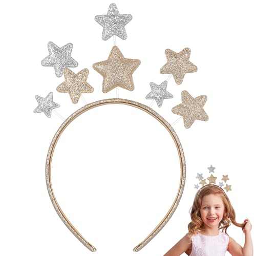 Sewroro Glitzerndes Stern-stirnband, Weihnachtlicher Haarreif, Goldener Kopfschmuck für Das Feiertagsfest zu Weihnachten Und Halloween von Sewroro