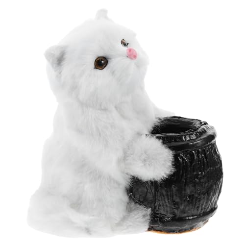 Sewroro Plüsch Katzen Stiftehalter Hübscher Katzen Stiftehalter Simulations Tierspielzeug Katzen Süße Figuren Mini Tierfigur Spielset Plüsch Tierfiguren Cartoon Stiftehalter von Sewroro